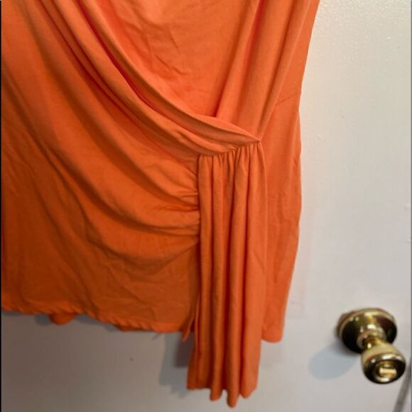 CACHE Orange Short sleeves drop neck waist ruched details rayon blouse Size S - Picture 12 of 14
